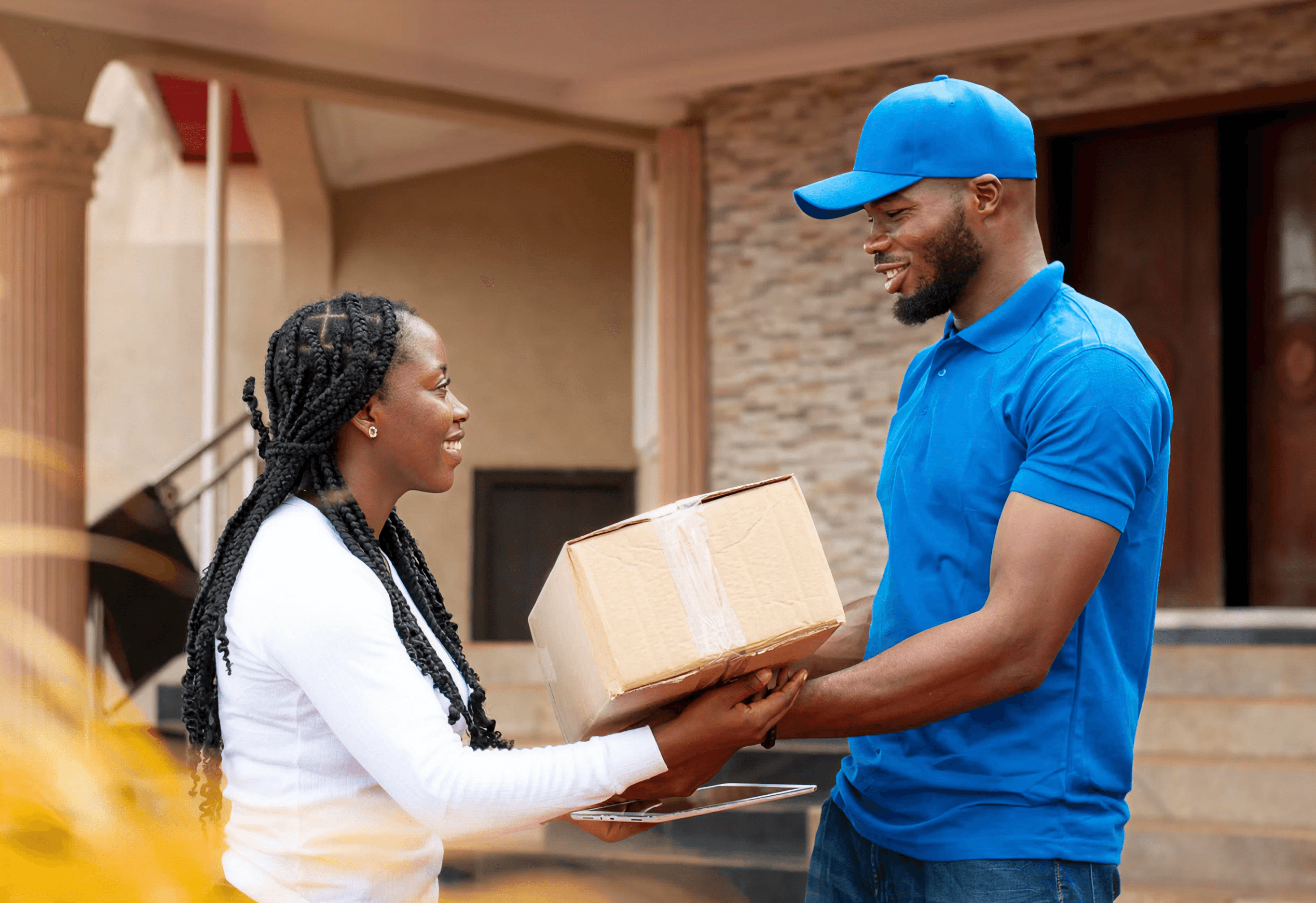 Buyer receiving a delivered package