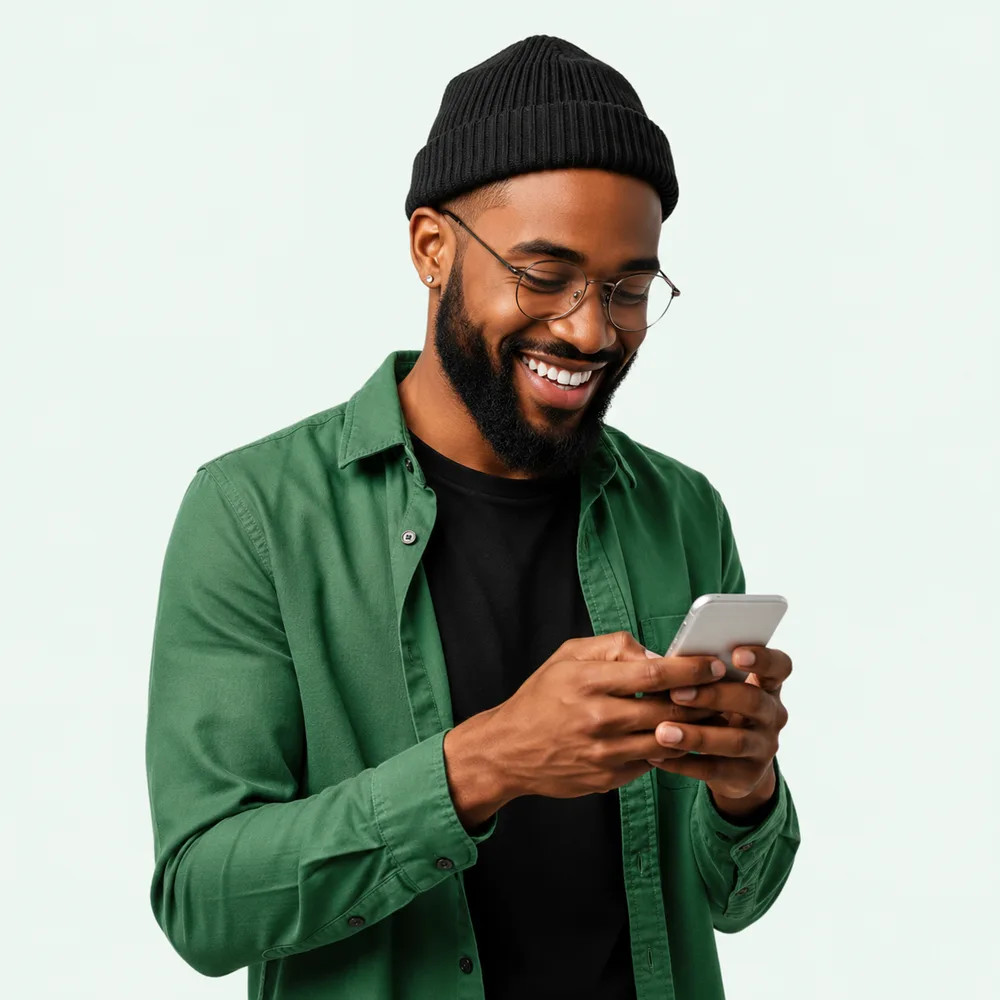 Buyer using a phone for online payment