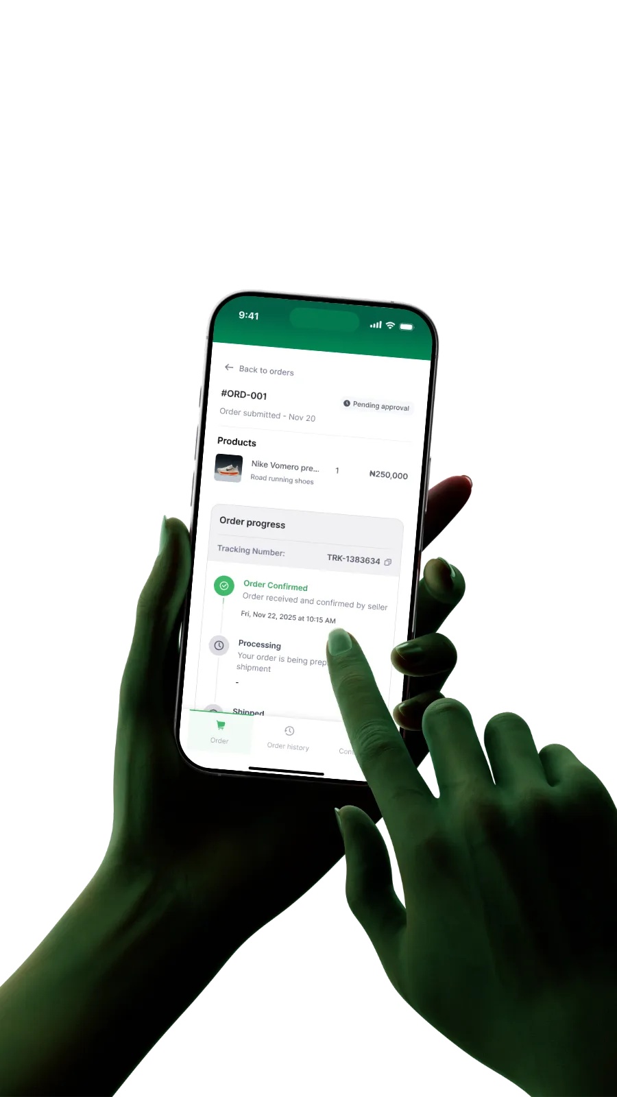 Payva safe payment and delivery tracking phone mockup